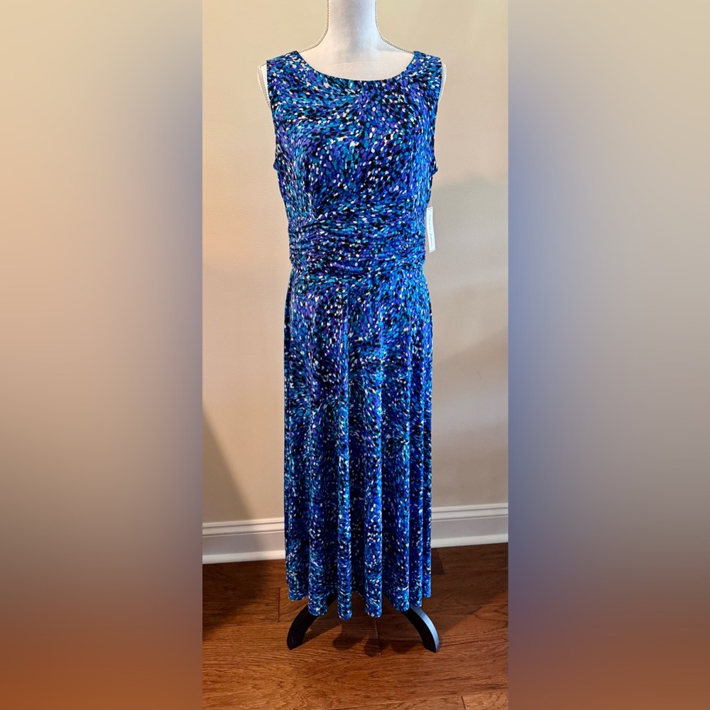 Elegant Blue Patterned Women's Dress